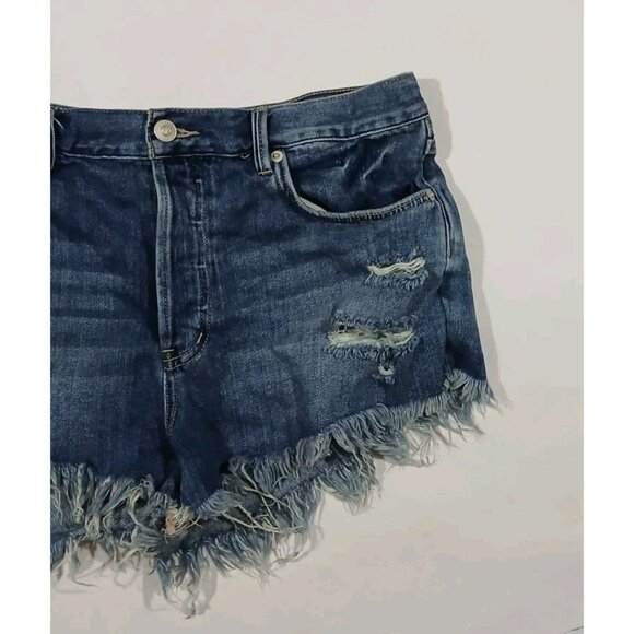 We the Free People Loving Good Vibrations Jean Shorts Cutoffs Size 30 Blue - Picture 2 of 9